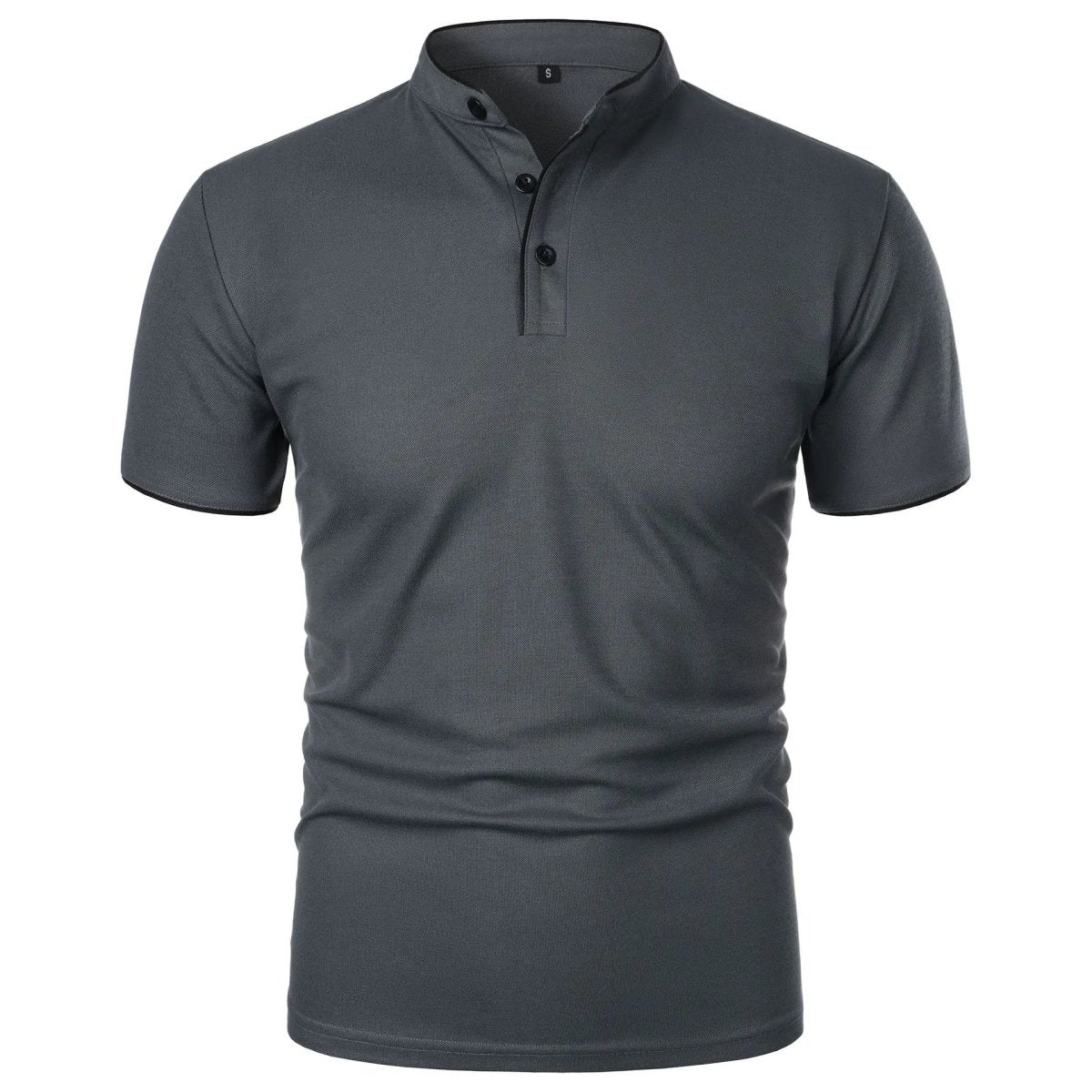 Men's Polo Shirt with Stand Collar and Short Sleeves 3