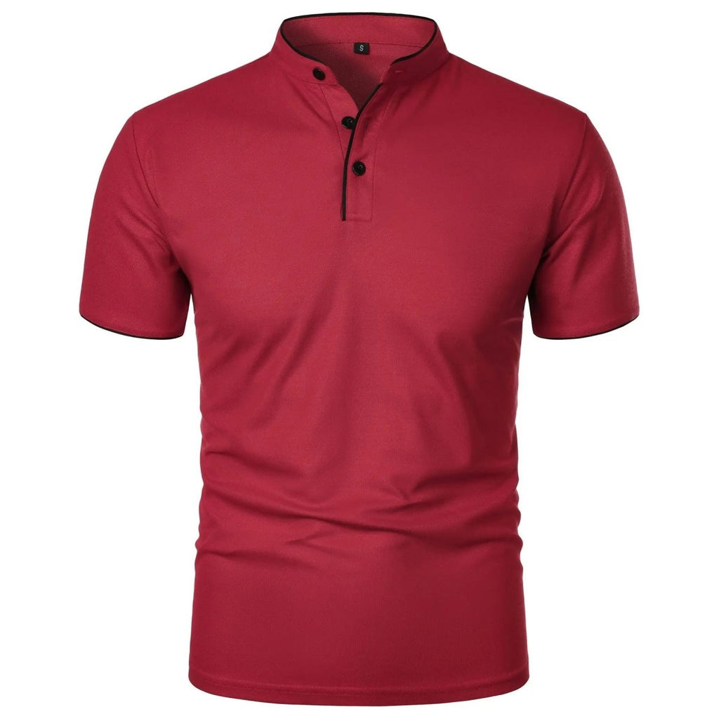 Men's Polo Shirt with Stand Collar and Short Sleeves 4