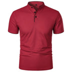 Men's Polo Shirt with Stand Collar and Short Sleeves 4