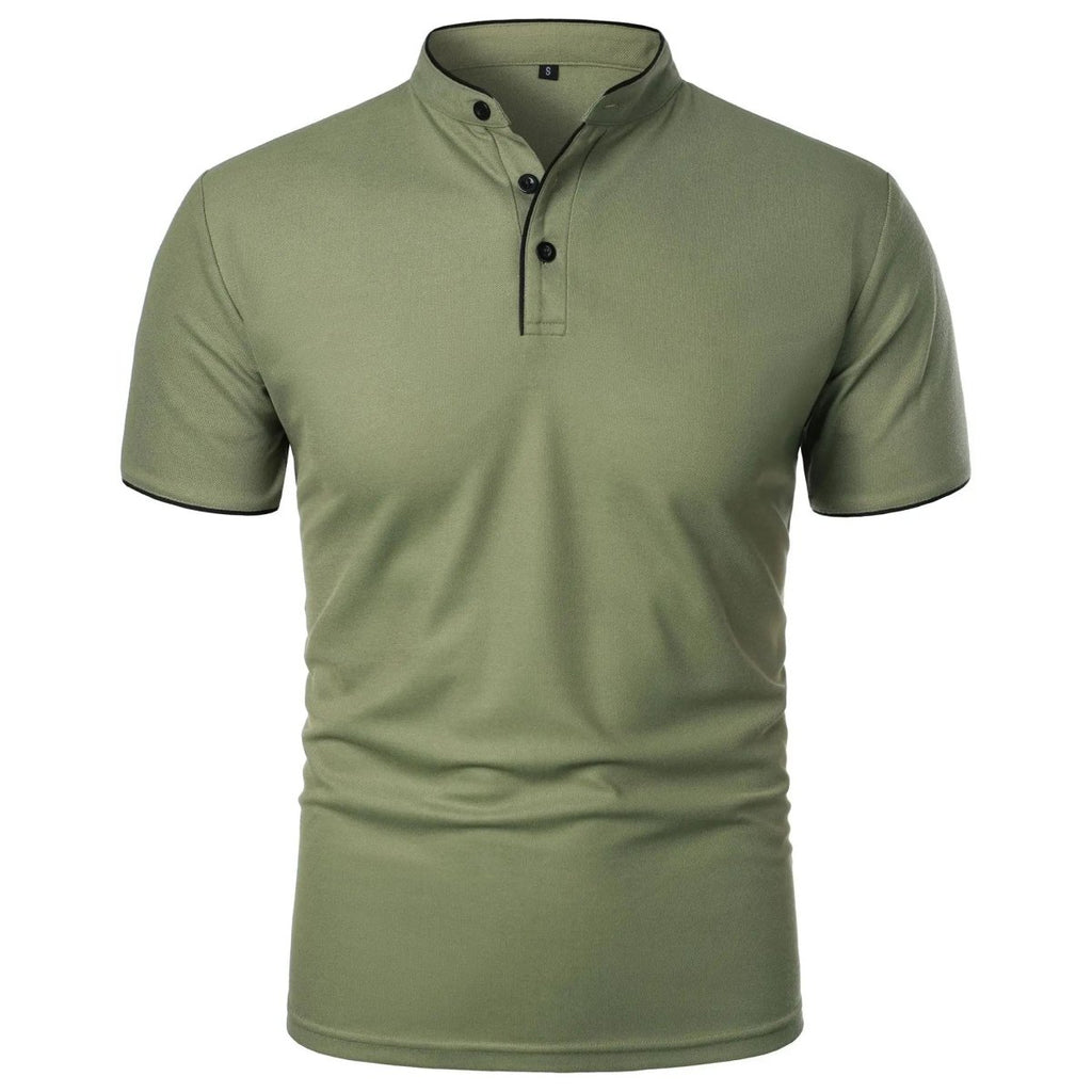 Men's Polo Shirt with Stand Collar and Short Sleeves 5