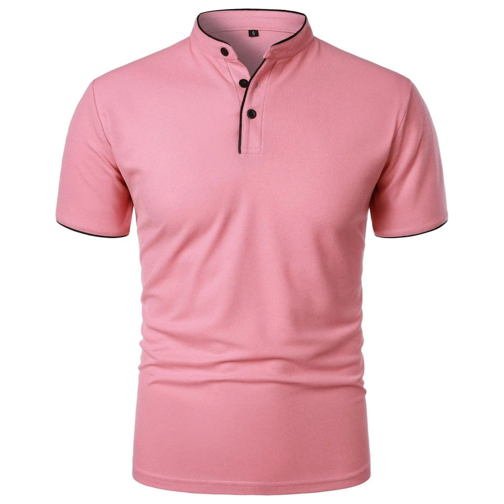 Men's Polo Shirt with Stand Collar and Short Sleeves 6