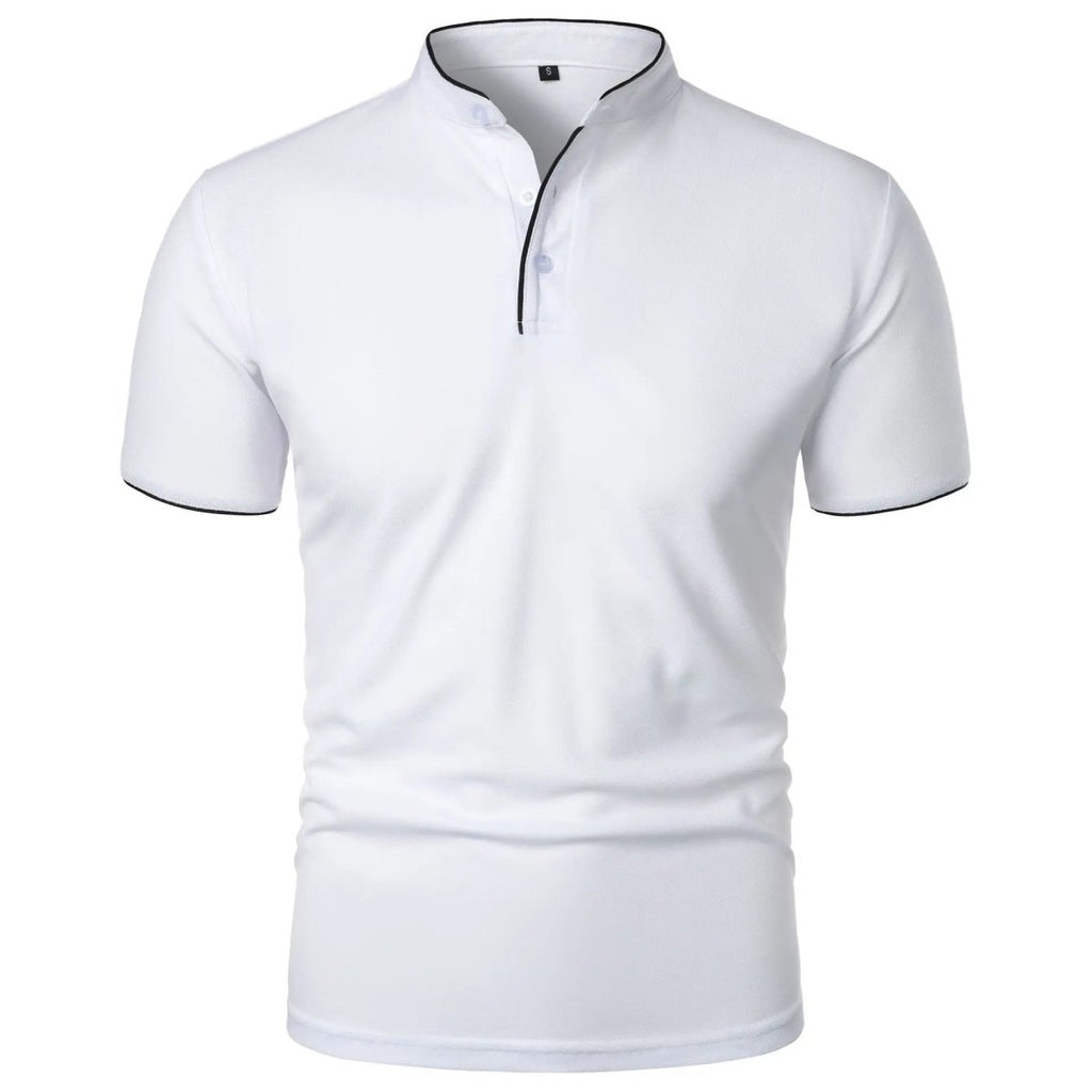 Men's Polo Shirt with Stand Collar and Short Sleeves 7