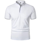 Men's Polo Shirt with Stand Collar and Short Sleeves 7