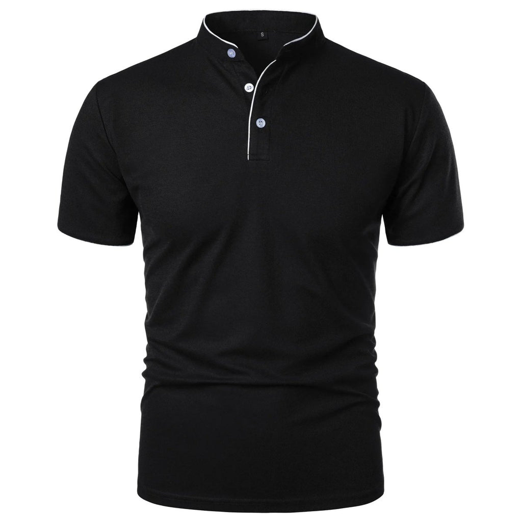 Men's Polo Shirt with Stand Collar and Short Sleeves 8