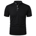 Men's Polo Shirt with Stand Collar and Short Sleeves 8