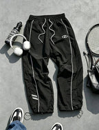 Men's Quick-Dry Joggers – Lightweight Striped Drawstring Streetwear Pants