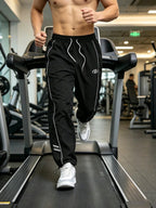Men's Quick-Dry Joggers – Lightweight Striped Drawstring Streetwear Pants