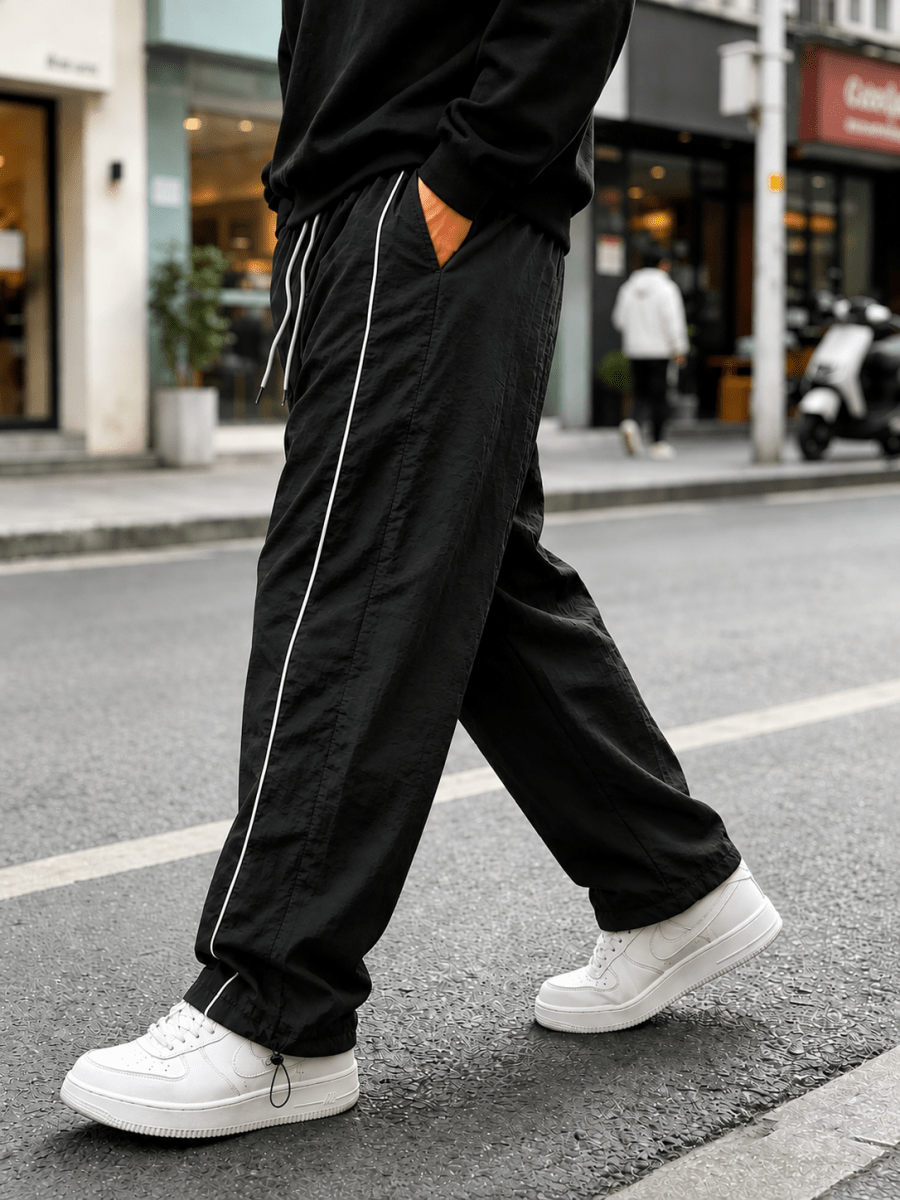 Men's Quick-Dry Joggers – Lightweight Striped Drawstring Streetwear Pants