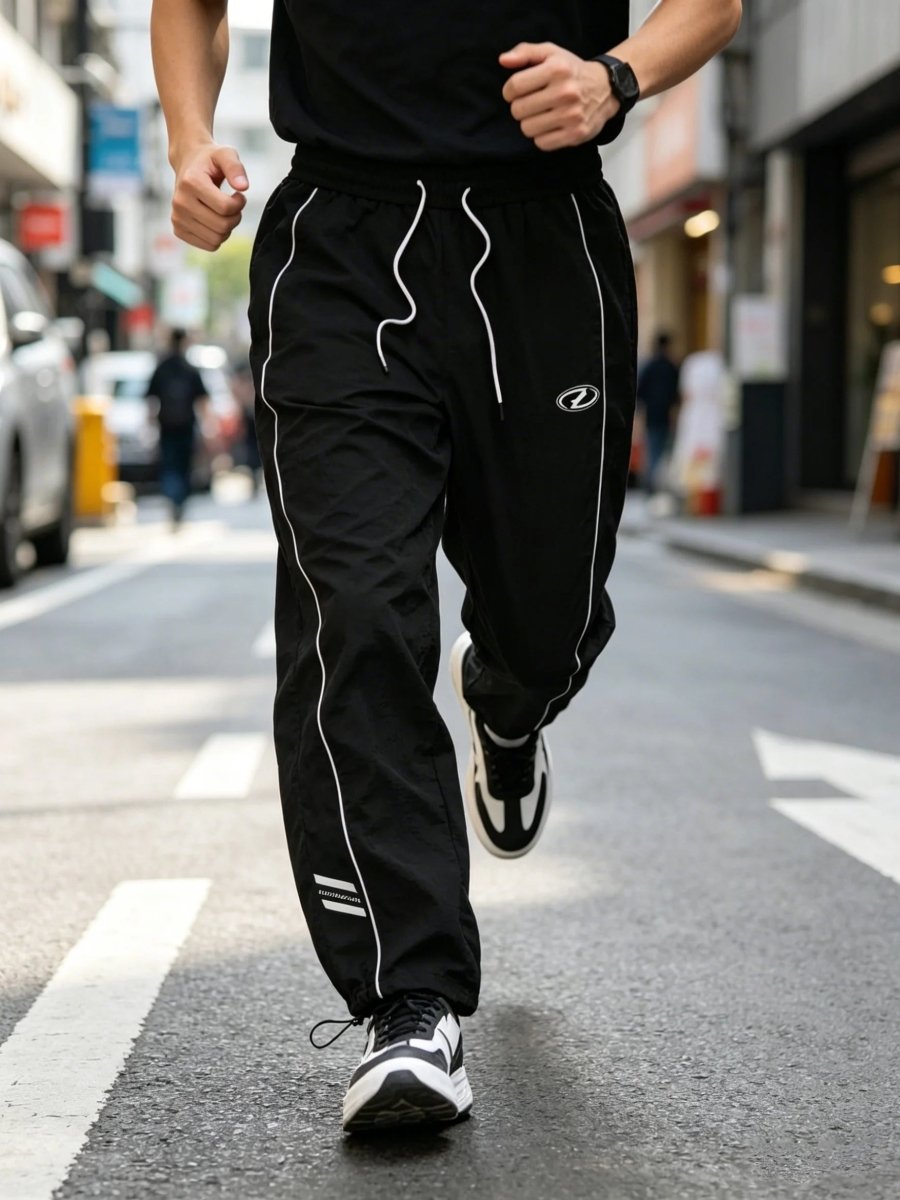 Men's Quick-Dry Joggers – Lightweight Striped Drawstring Streetwear Pants