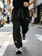 Men's Quick-Dry Joggers – Lightweight Striped Drawstring Streetwear Pants