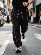 Men's Quick-Dry Joggers – Lightweight Striped Drawstring Streetwear Pants