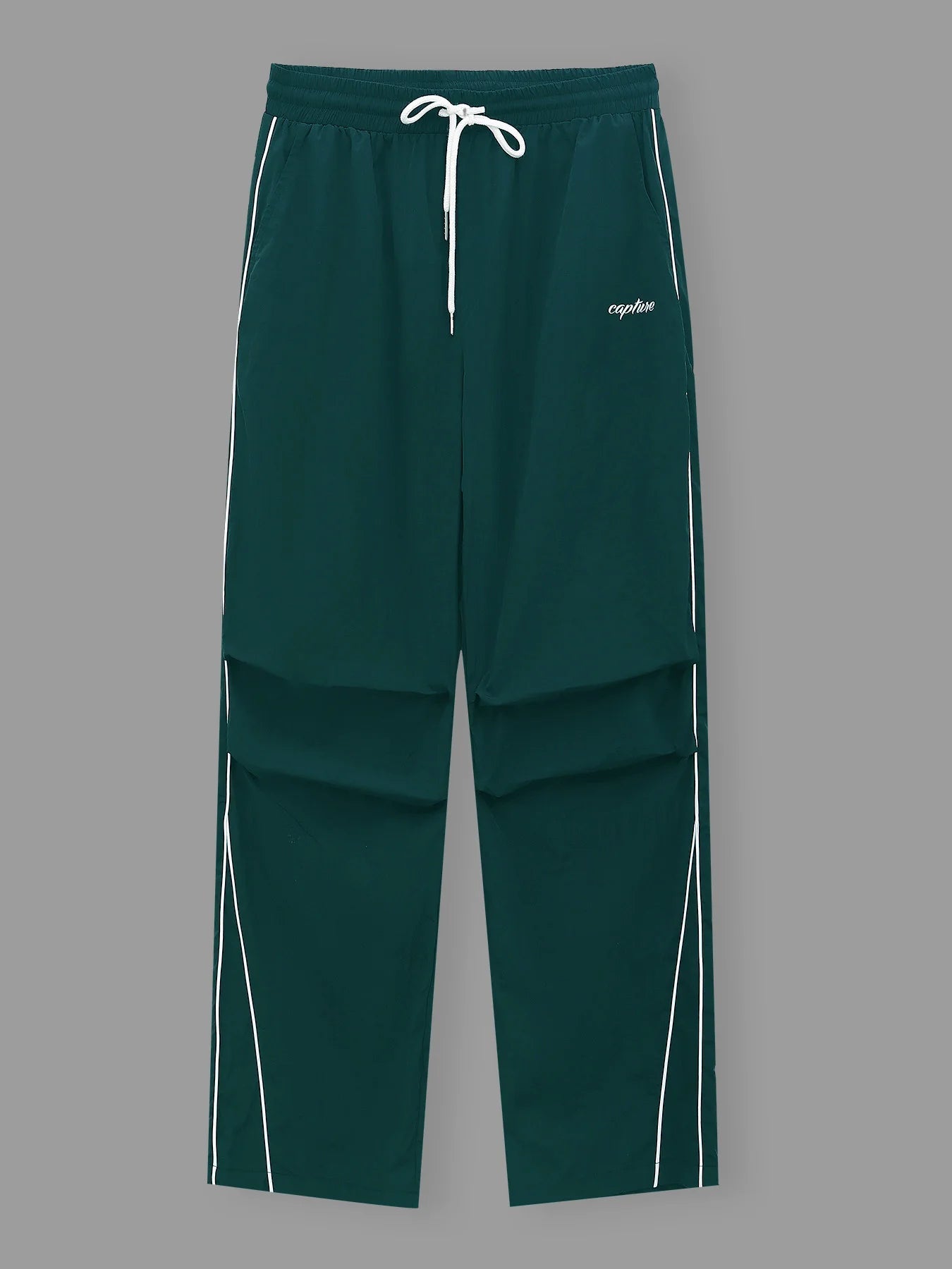 Men's Side Stripe Wide Leg Trousers – Loose Casual Summer Sports Pants Green