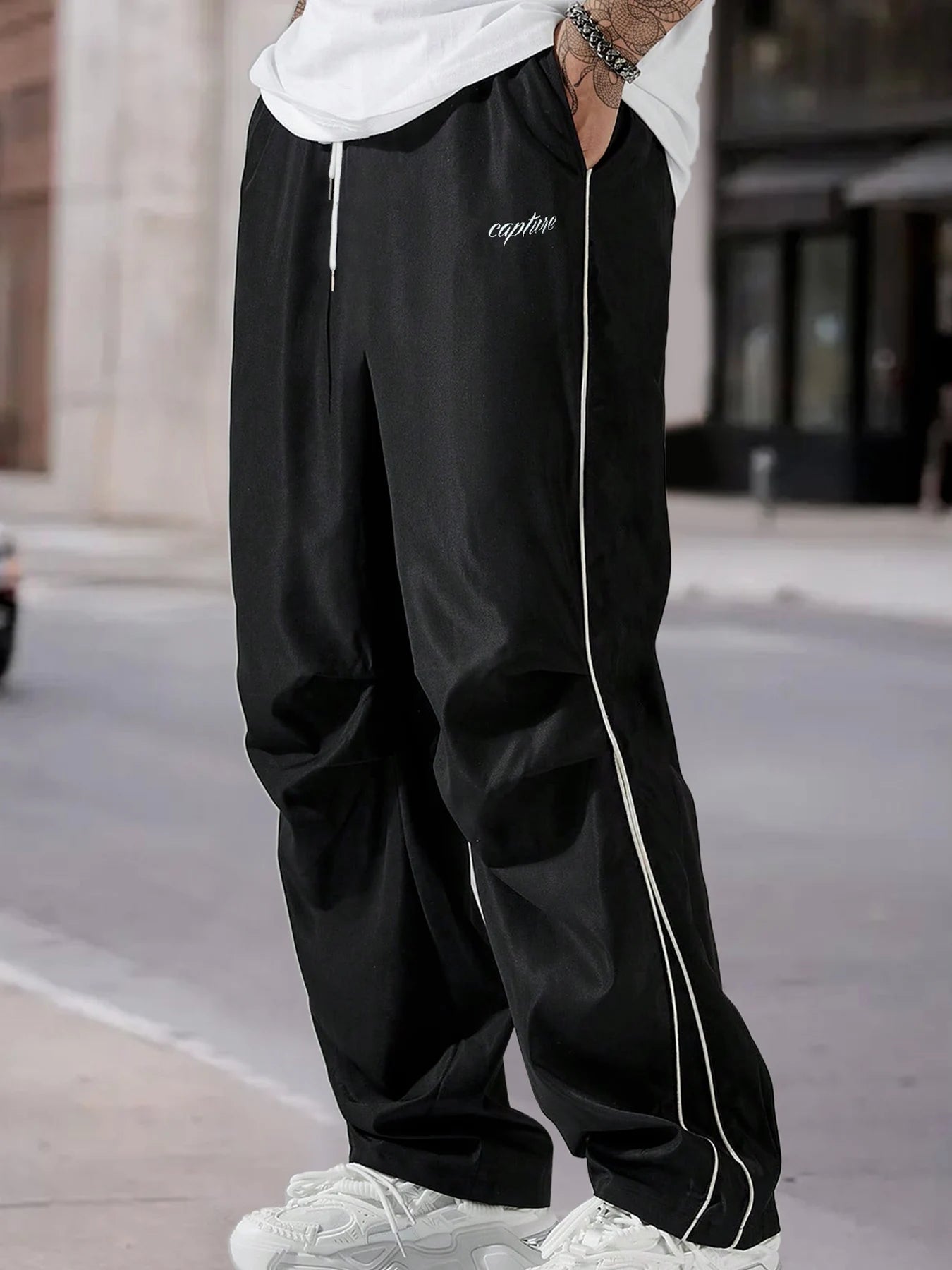 Men's Side Stripe Wide Leg Trousers – Loose Casual Summer Sports Pants