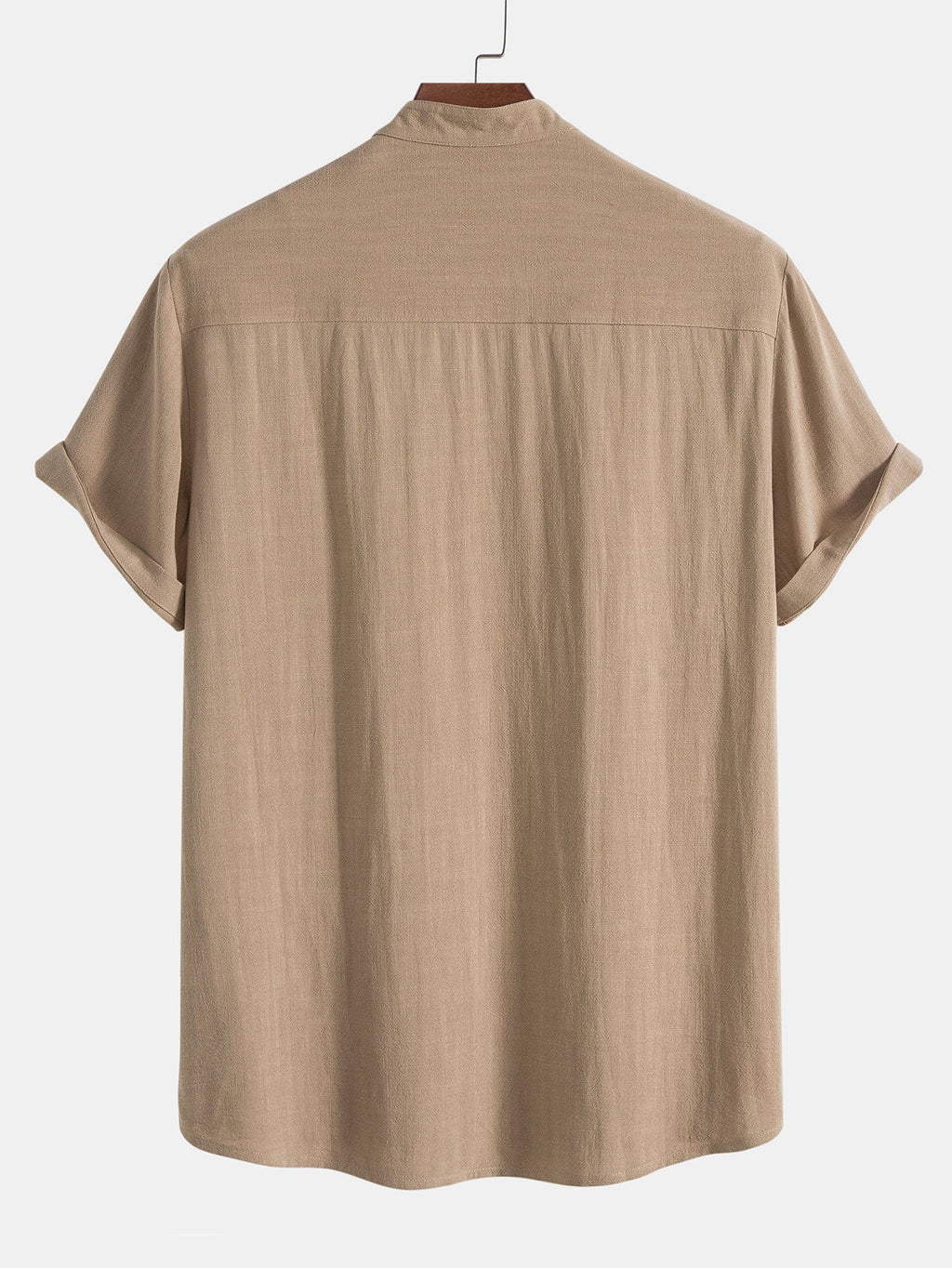 Men's Summer Set Shirt and Trousers Stand Collar Short Sleeve Lightweight 3