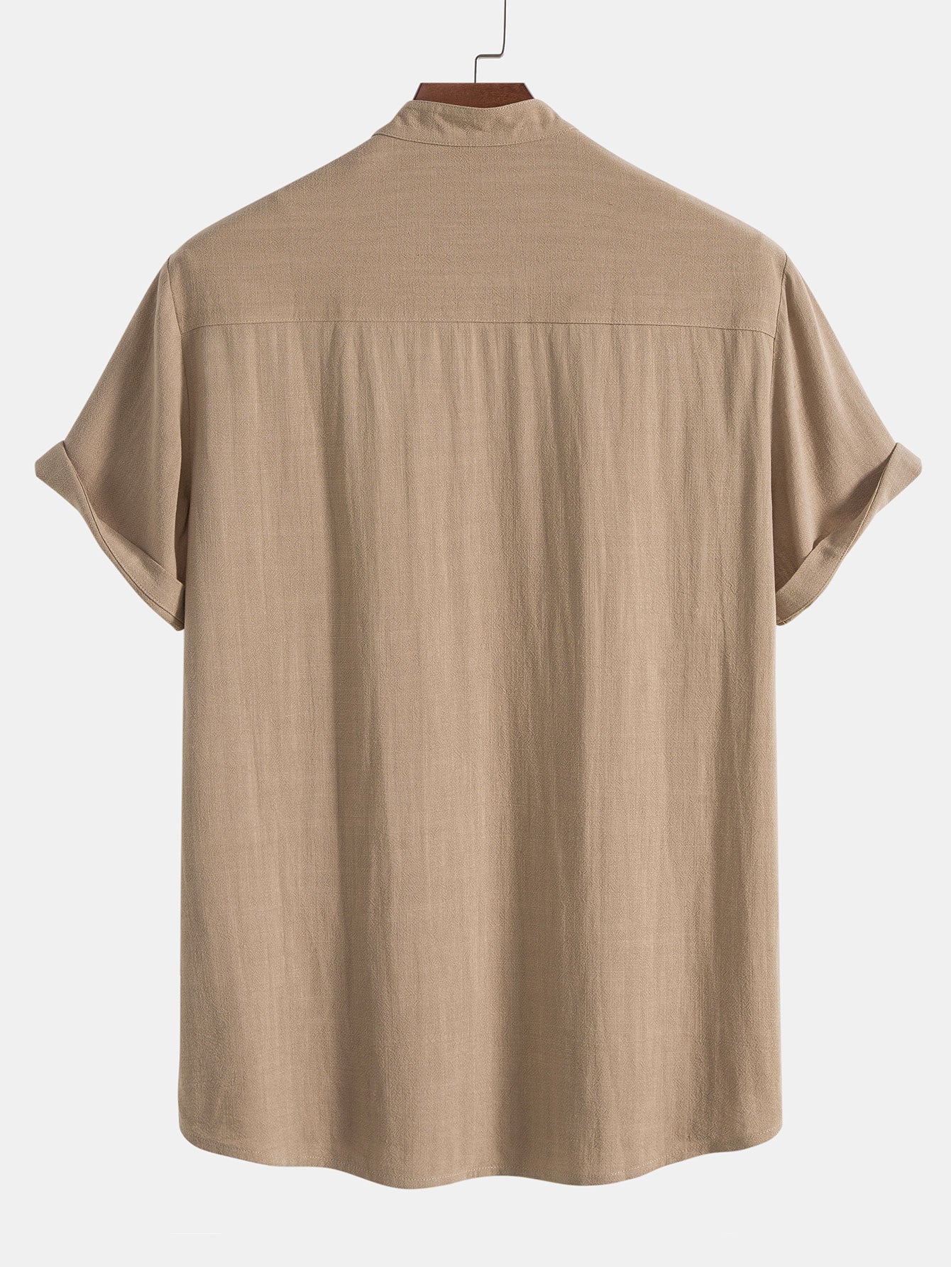 Men's Summer Set Shirt and Trousers Stand Collar Short Sleeve Lightweight 3
