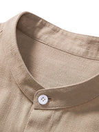 Men's Summer Set Shirt and Trousers Stand Collar Short Sleeve Lightweight 6