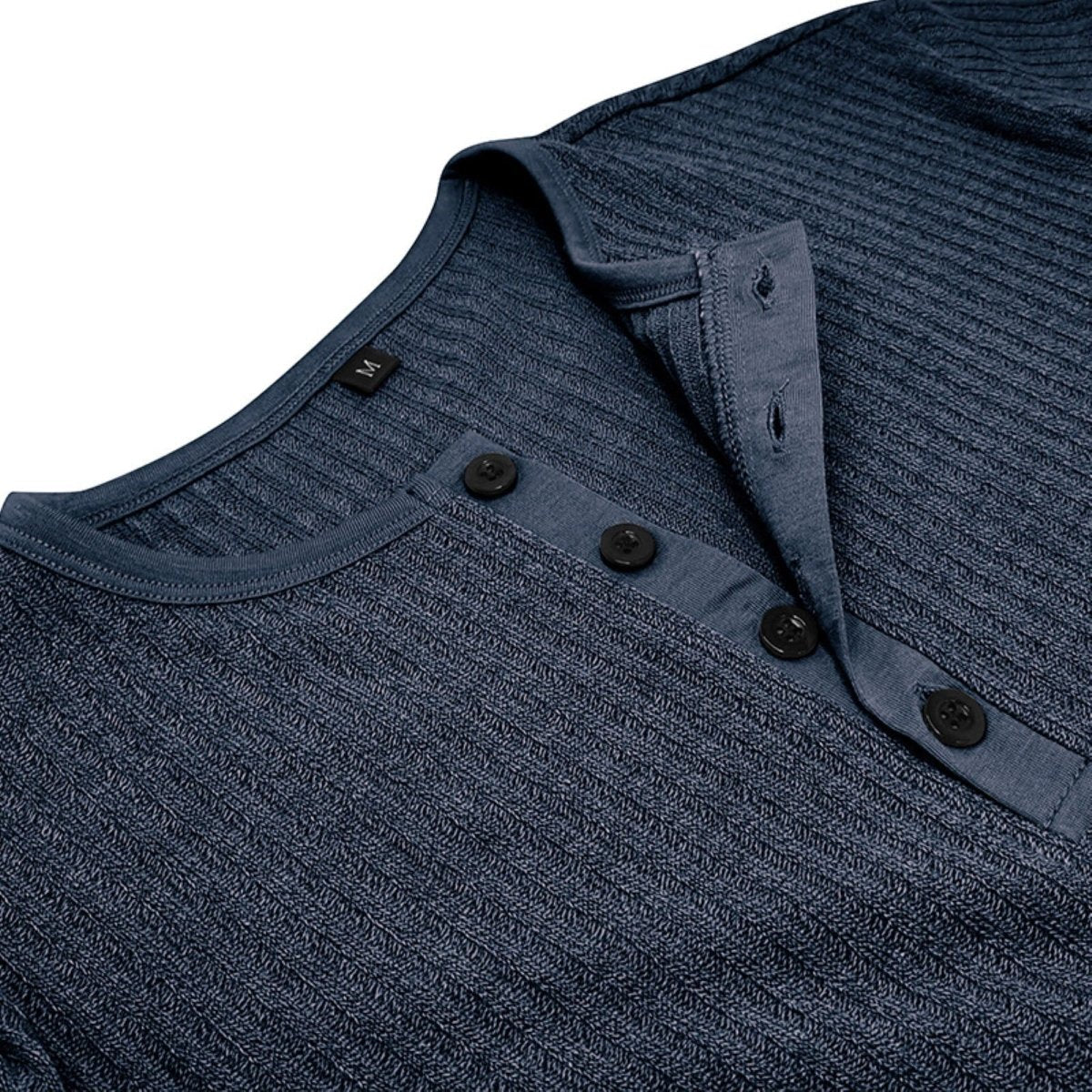 Men’s T-Shirt with Button Placket Ribbed Texture and Short Sleeves 4