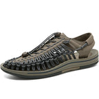 Men's Woven Beach Water Shoes - Breathable Knit Summer Sandals with EVA Footbed grey