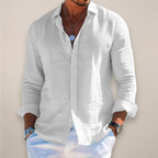 Nisyros | Men’s Linen Long Sleeve Shirt White