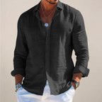 Nisyros | Men’s Linen Long Sleeve Shirt Black