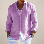 Nisyros | Men’s Linen Long Sleeve Shirt Purple