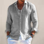 Nisyros | Men’s Linen Long Sleeve Shirt Grey