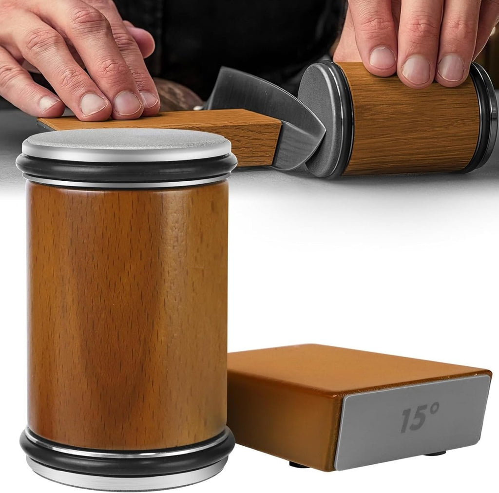 Manual Rolling Knife Sharpener – Compact Roller Sharpener with Fixed Angle & Stable Base for Kitchen Knives