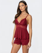 Amore | Elegant Lace-Trim Cami & Shorts Loungewear Set