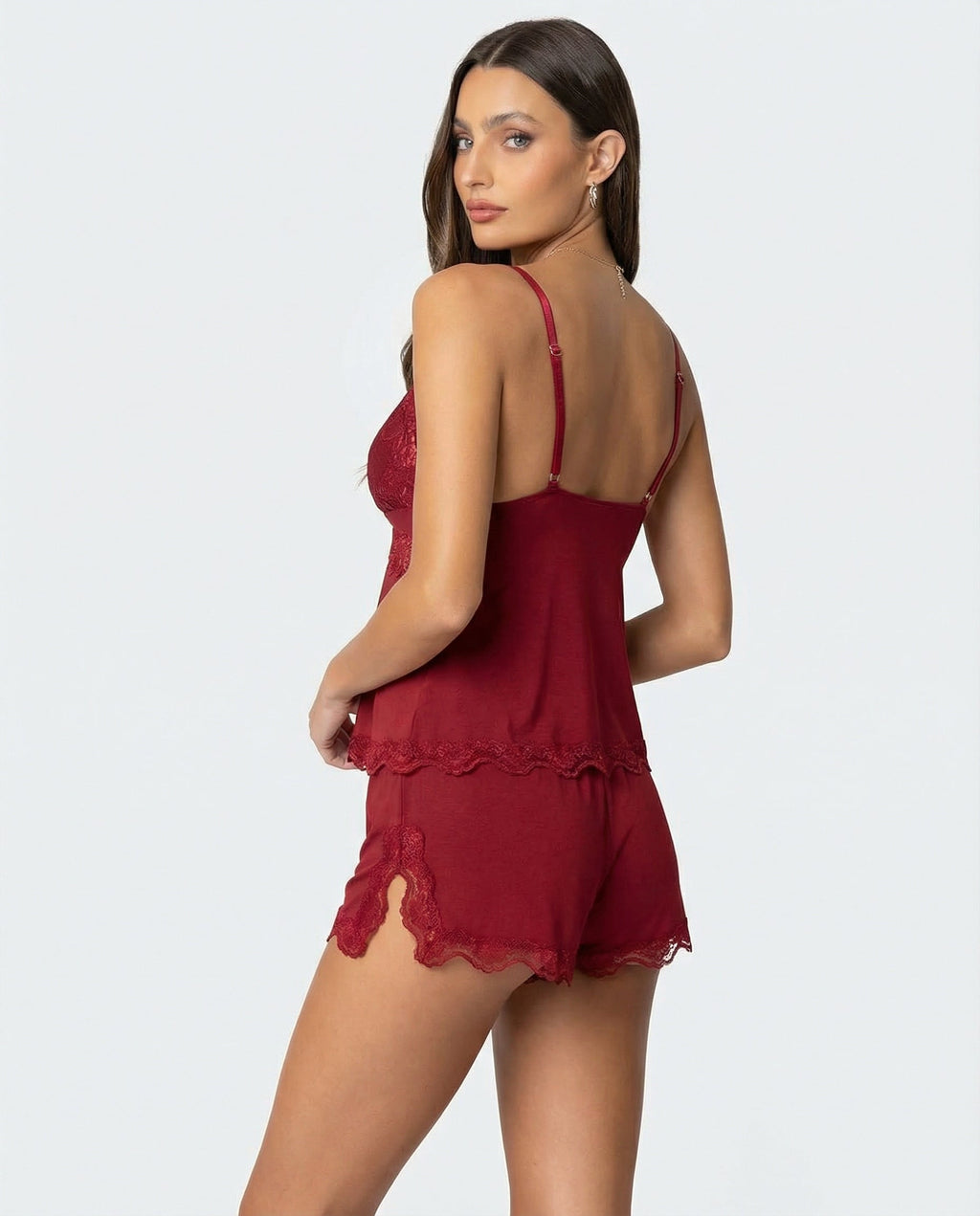 Amore | Elegant Lace-Trim Cami & Shorts Loungewear Set