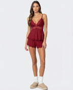Amore | Elegant Lace-Trim Cami & Shorts Loungewear Set