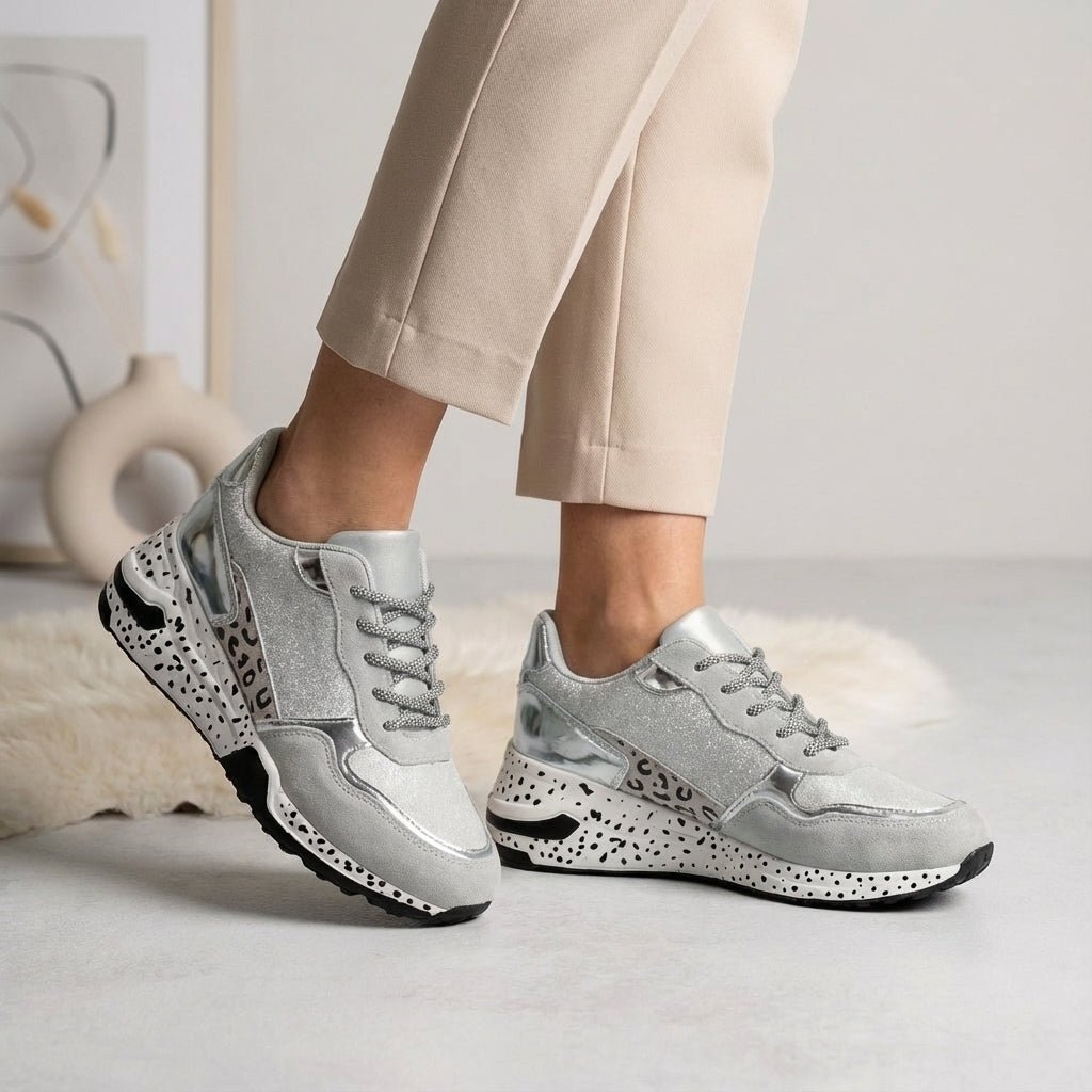 Mixed-Texture Statement Orthopedic Sneaker with Arch Support 1