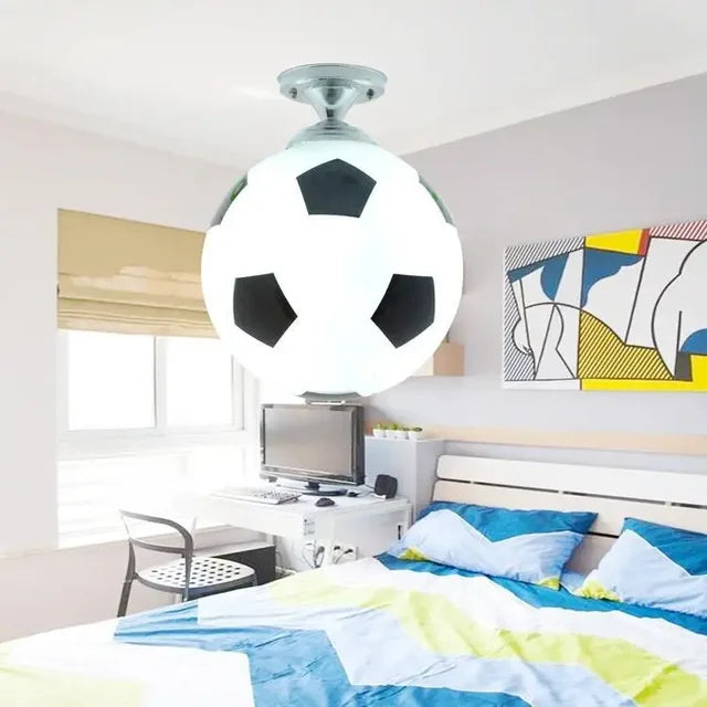 Playful Soccer Ceiling Lamp – Soccer Ball & Basketball Ceiling Light for Boys Room & Kids Bedroom, Dimmable LED Glass Globe – GoalBright
