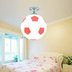 Playful Soccer Ceiling Lamp – Soccer Ball & Basketball Ceiling Light for Boys Room & Kids Bedroom, Dimmable LED Glass Globe – GoalBright