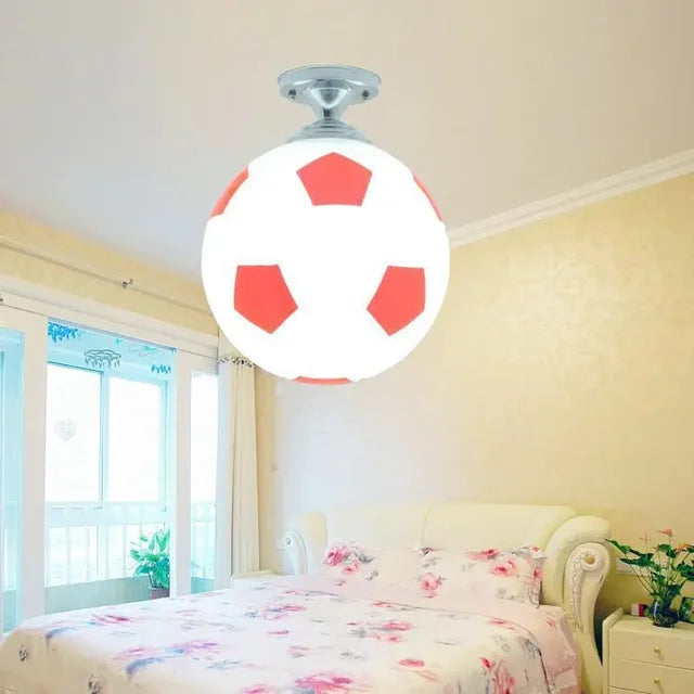 Playful Soccer Ceiling Lamp – Soccer Ball & Basketball Ceiling Light for Boys Room & Kids Bedroom, Dimmable LED Glass Globe – GoalBright
