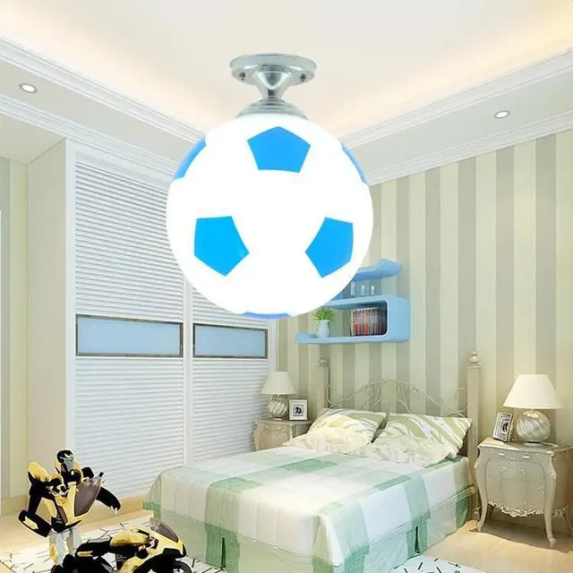Playful Soccer Ceiling Lamp – Soccer Ball & Basketball Ceiling Light for Boys Room & Kids Bedroom, Dimmable LED Glass Globe – GoalBright