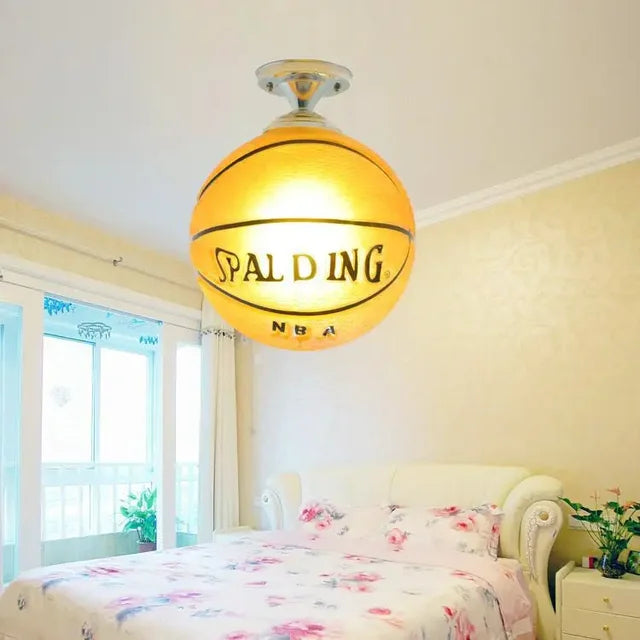 Playful Soccer Ceiling Lamp – Soccer Ball & Basketball Ceiling Light for Boys Room & Kids Bedroom, Dimmable LED Glass Globe – GoalBright