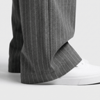 Pinstripe Business Trousers with Pleated Waist, Wide Leg for Women