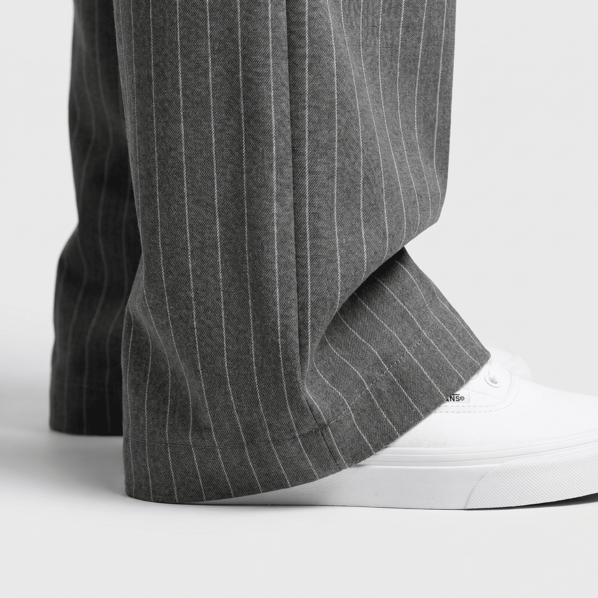 Pinstripe Business Trousers with Pleated Waist, Wide Leg for Women