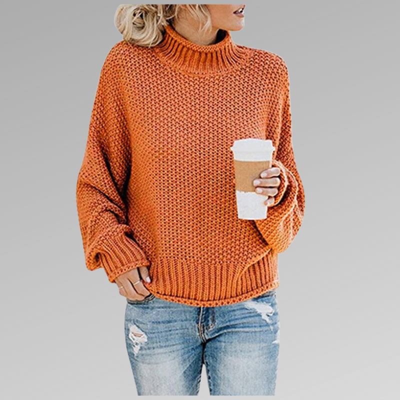 Natascha Women's Loose Fit Soft Chunky Knitted Winter Sweater Orange