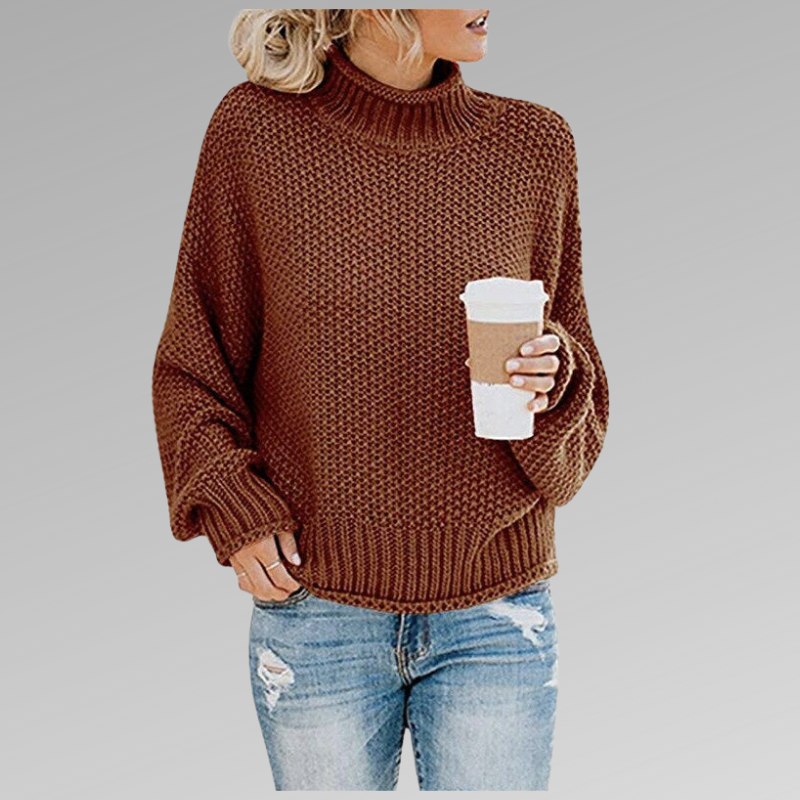 Natascha Women's Loose Fit Soft Chunky Knitted Winter Sweater Brown