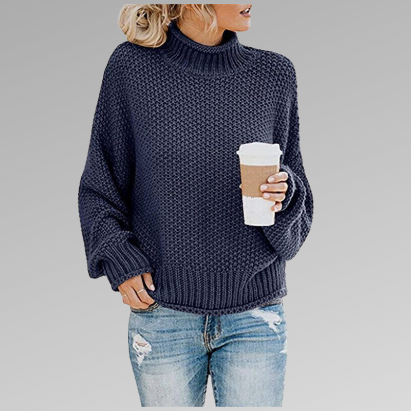 Natascha Women's Loose Fit Soft Chunky Knitted Winter Sweater Blue