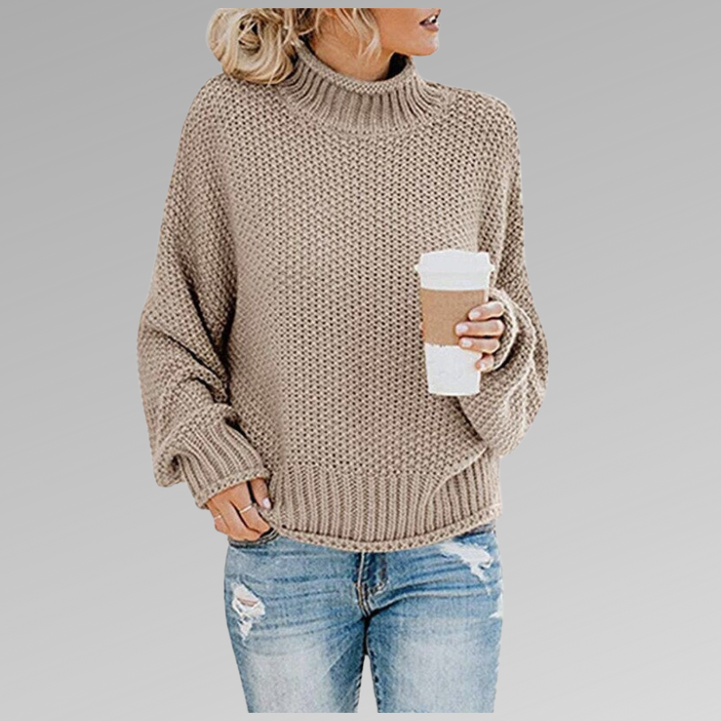 Natascha Women's Loose Fit Soft Chunky Knitted Winter Sweater Beige
