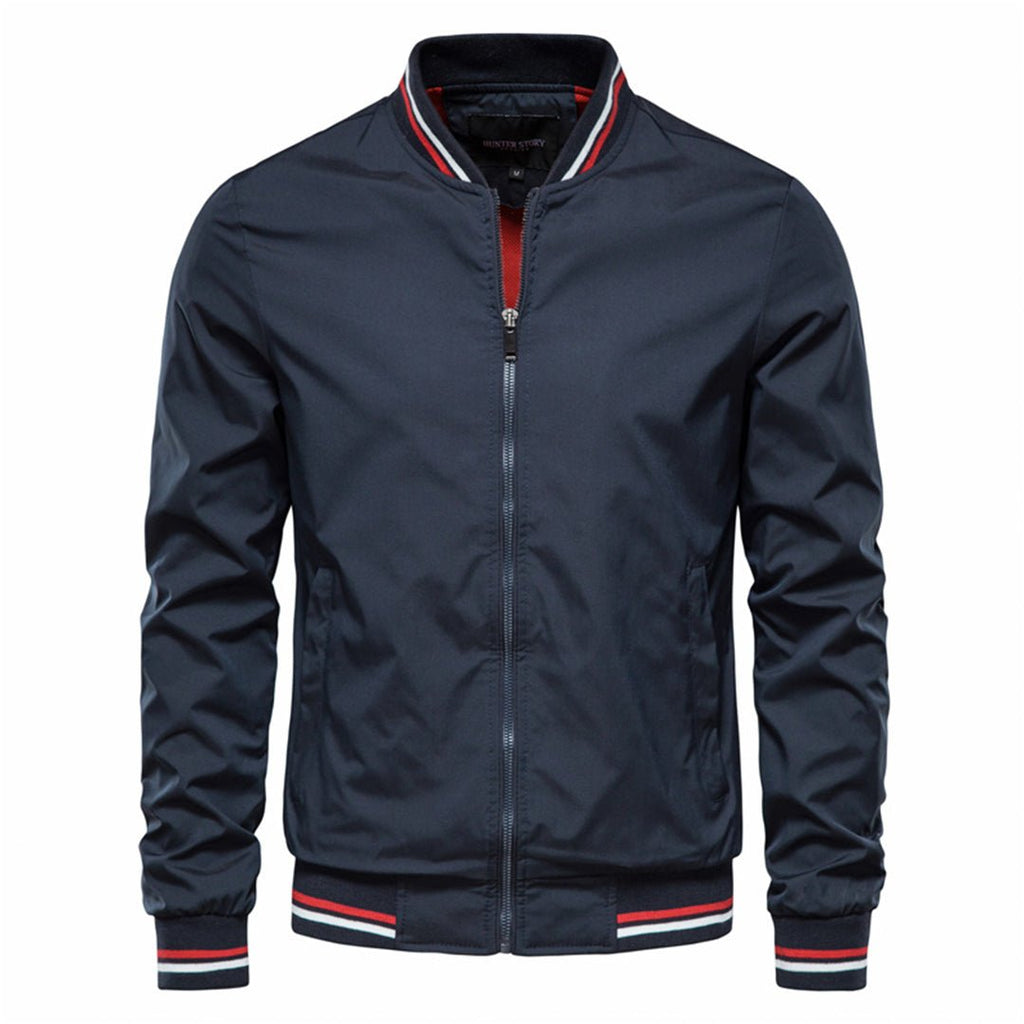 Hermosa | Men's Bomber Jacket | Zip-Up Front with Ribbed Collar Navy blue