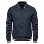 Hermosa | Men's Bomber Jacket | Zip-Up Front with Ribbed Collar Navy blue