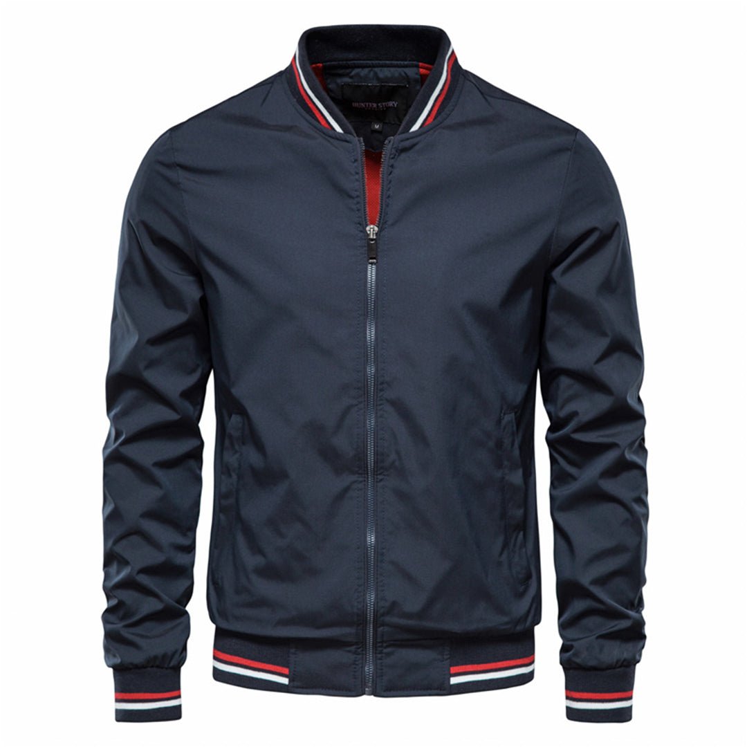Hermosa | Men's Bomber Jacket | Zip-Up Front with Ribbed Collar Navy blue