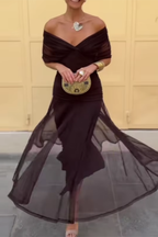 Dôre | Lightweight Long Sleeve Maxi Party Dress Night Brown