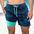 Noah | Men's Swim Trunks Beach Double Layer Compression Quick-Dry Sea Palm