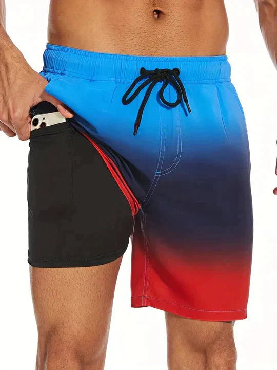 Noah | Men's Swim Trunks Beach Double Layer Compression Quick-Dry Sunset Glow