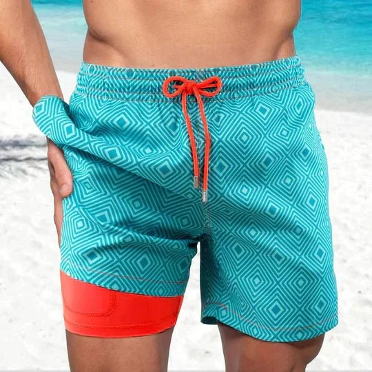 Noah | Men's Swim Trunks Beach Double Layer Compression Quick-Dry Coral Reef