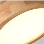Round Wooden Scandinavian Ceiling Lamp – Solid Wood LED Flush Mount Ceiling Light, Warm or Cool White – NordicLuxe